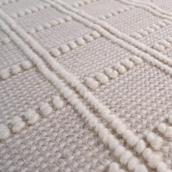 Tapis en laine 140x200 cm, blanc beige - Silva