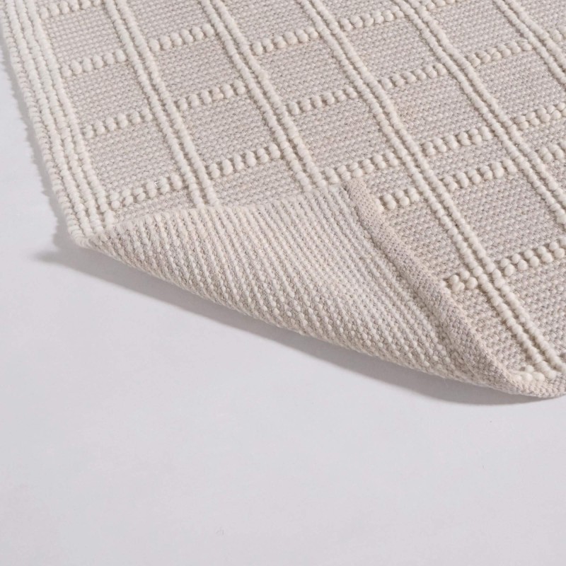 Tapis en laine 140x200 cm, blanc beige - Silva