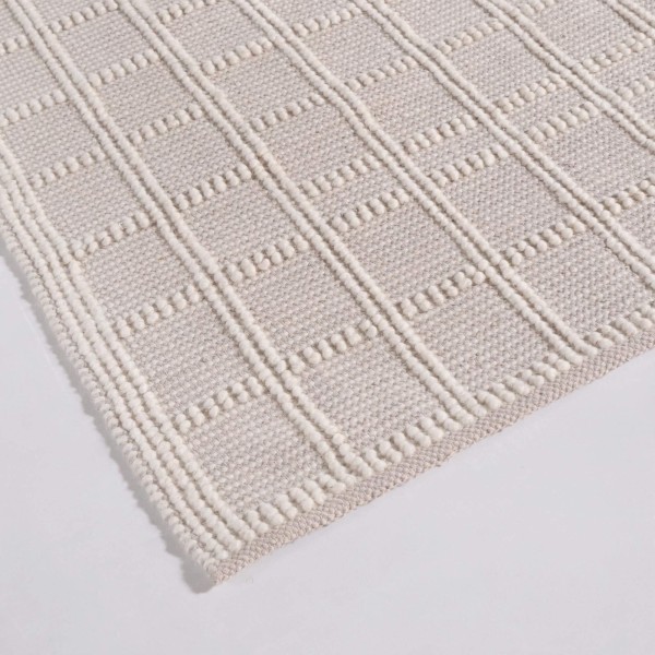 Tapis en laine 140x200 cm, blanc beige - Silva