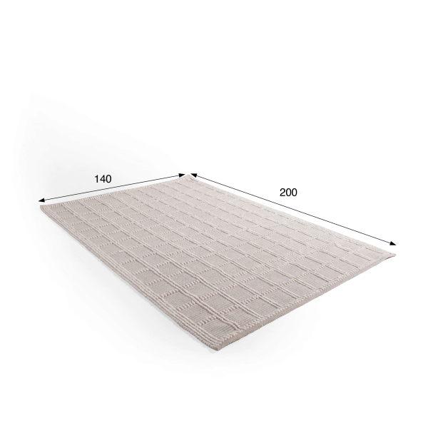 Tapis en laine 140x200 cm, blanc beige - Silva