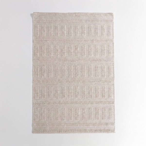 Tapis en laine 140x200 cm, blanc beige - Vela