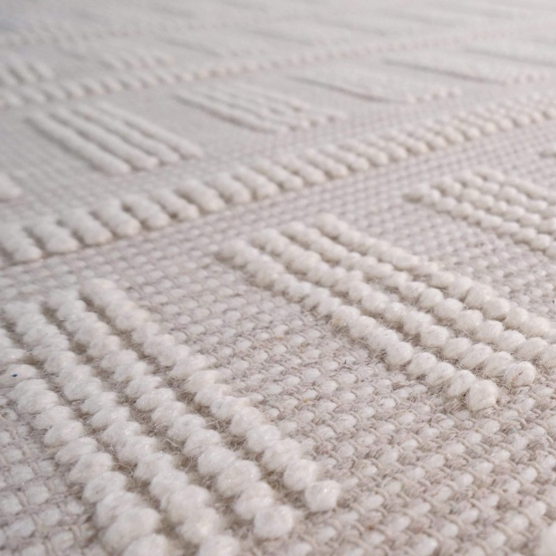 Tapis en laine 140x200 cm, blanc beige - Vela