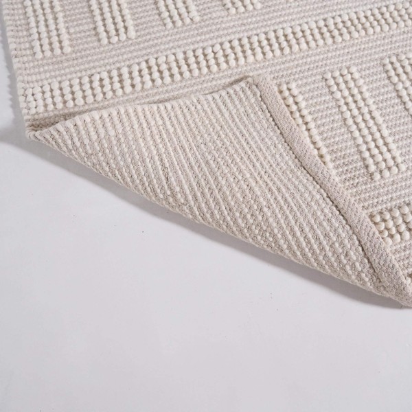 Tapis en laine 140x200 cm, blanc beige - Vela