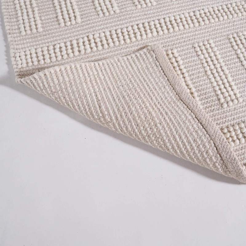 Tapis en laine 140x200 cm, blanc beige - Vela