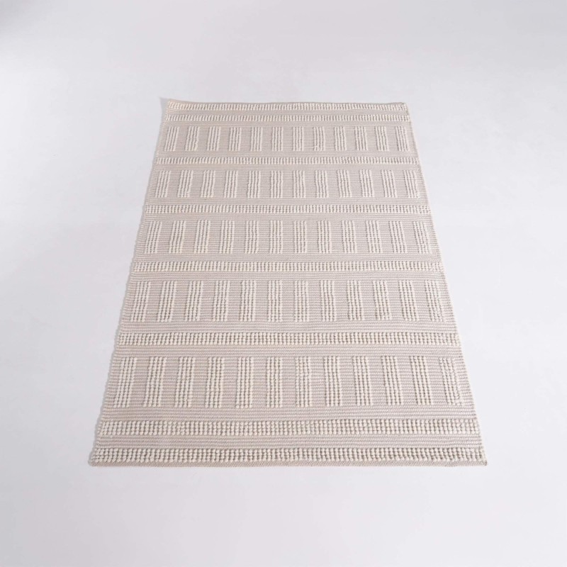 Tapis en laine 140x200 cm, blanc beige - Vela
