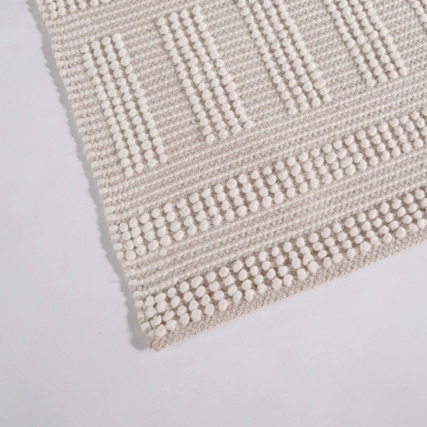 Tapis en laine 140x200 cm, blanc beige - Vela