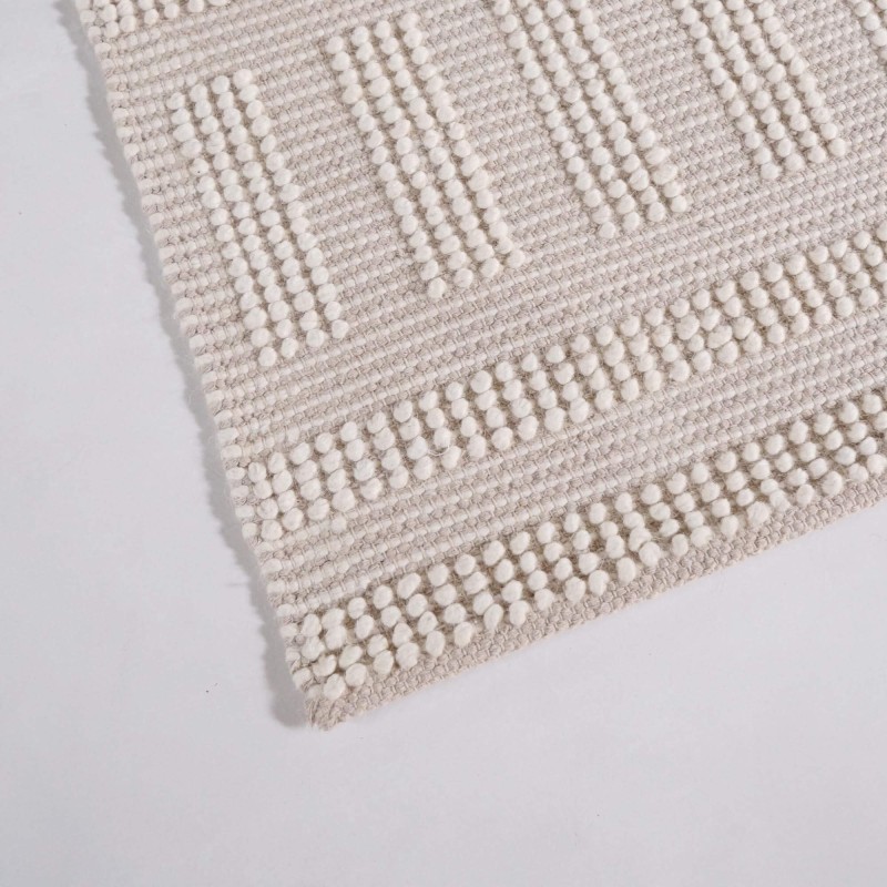 Tapis en laine 140x200 cm, blanc beige - Vela