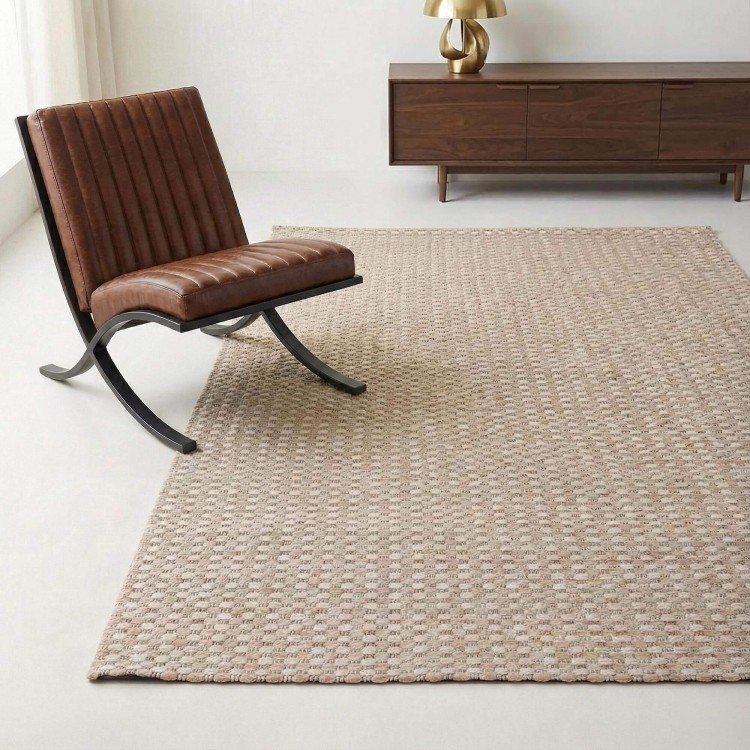 Tapis en laine 140x200 cm, blanc beige - Orin
