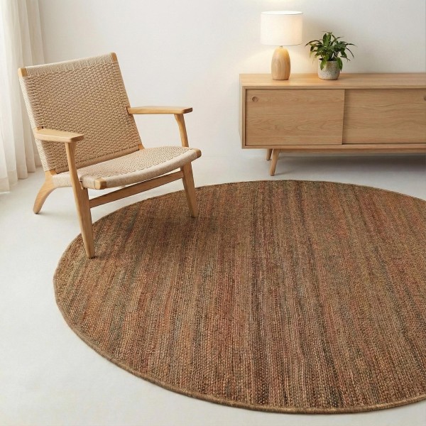 Tapis en jute 200x200 cm, blanc beige - Noa