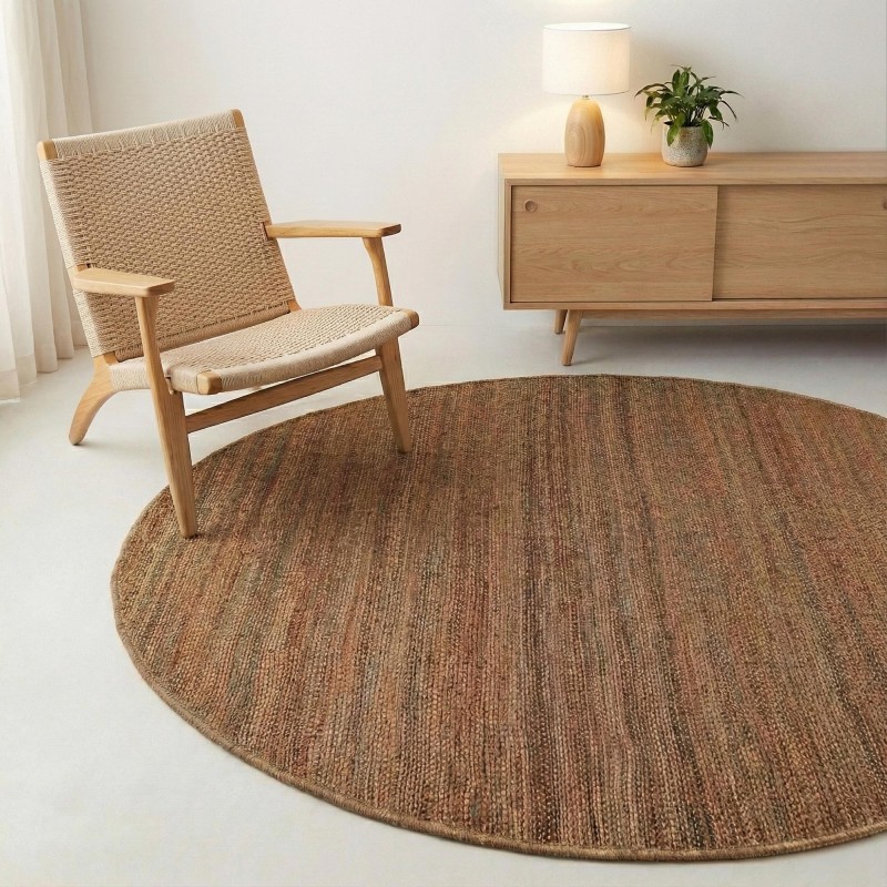 Tapis en jute 200x200 cm, blanc beige - Noa