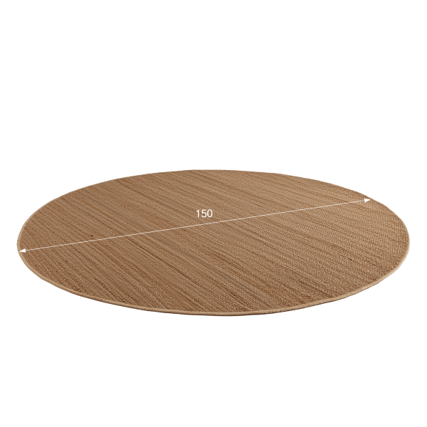 Tapis en jute 150x150 cm, blanc beige - Noa