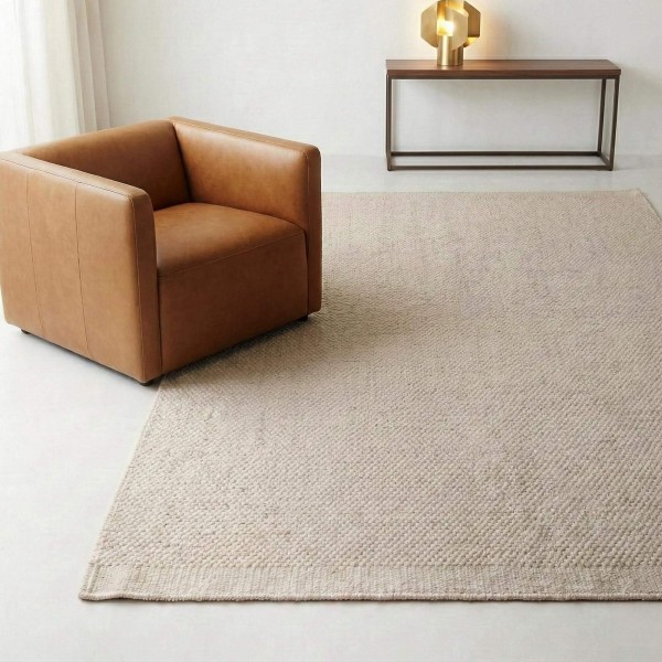 Tapis en laine et coton 140x200 cm, blanc gris - Iria