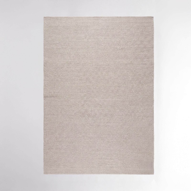 Tapis en laine et coton 140x200 cm, blanc gris - Iria