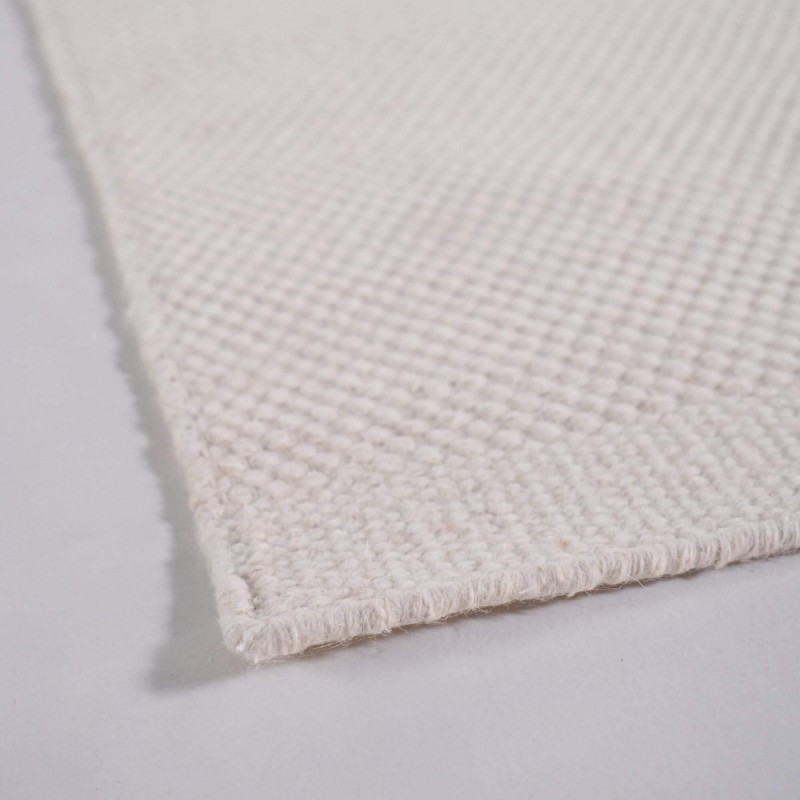 Tapis en laine et coton 160x230 cm, blanc - Elowen