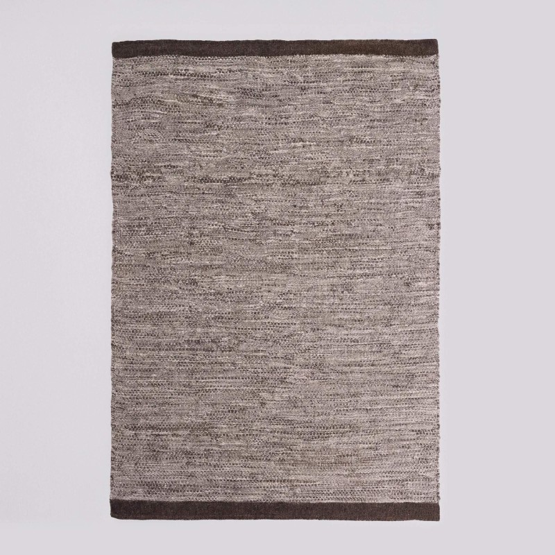 Tapis en laine et coton 140x200 cm, brun - Elowen