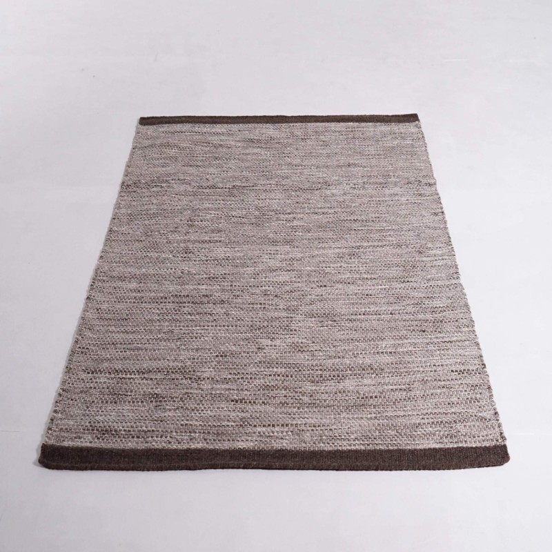 Tapis en laine et coton 140x200 cm, brun - Elowen