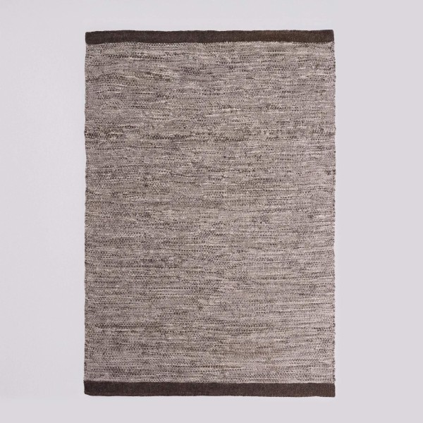 Tapis en laine et coton 160x230 cm, brun - Elowen