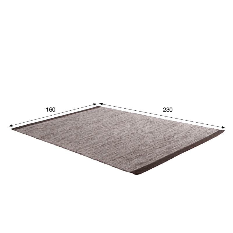 Tapis en laine et coton 160x230 cm, brun - Elowen
