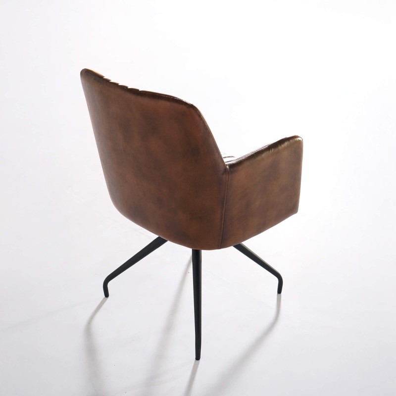 Chaise en cuir véritable avec pied en métal - Edison