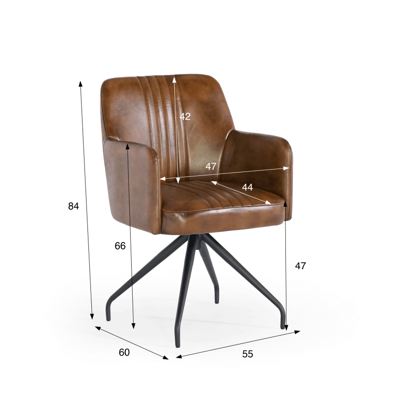 Chaise en cuir véritable avec pied en métal - Edison