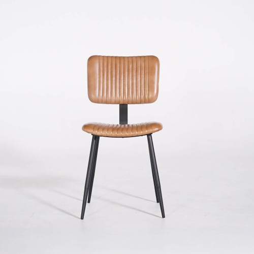 Chaise en cuir véritable avec pieds en métal - Marlow