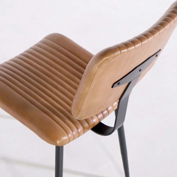 Chaise en cuir véritable avec pieds en métal - Marlow