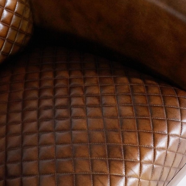 Fauteuil club anglais en cuir marron véritable style industriel - Oscar