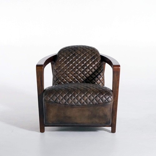 Fauteuil vintage en cuir marron véritable - Graham