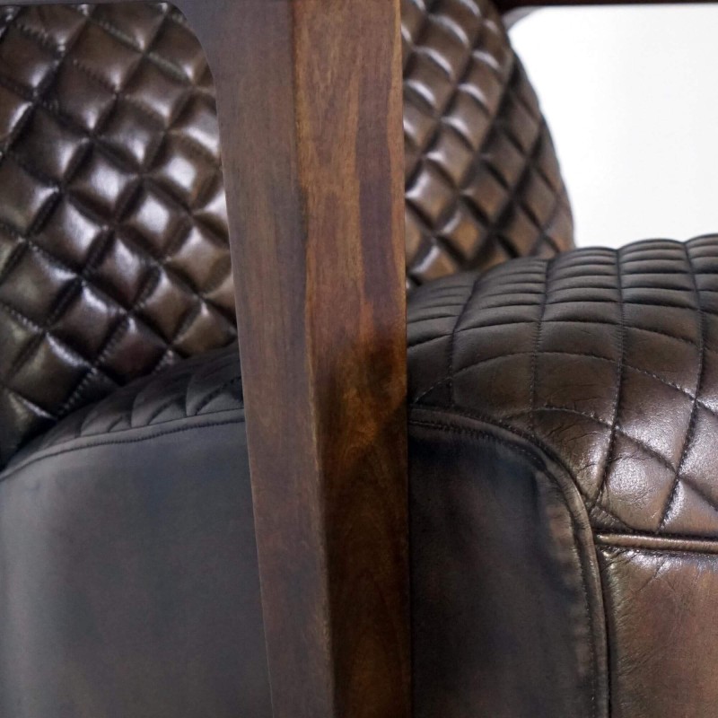 Fauteuil vintage en cuir marron véritable - Graham