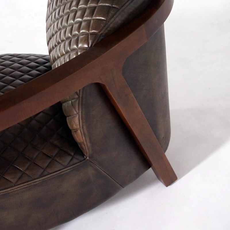 Fauteuil vintage en cuir marron véritable - Graham