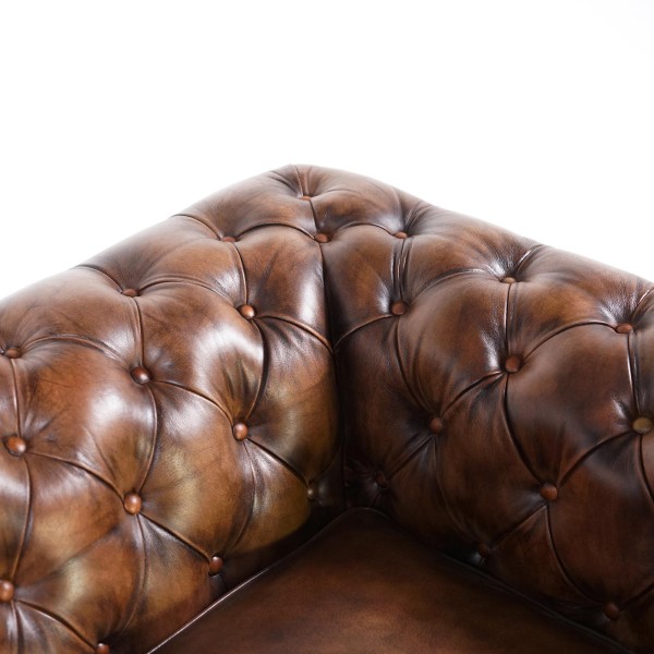 Fauteuil Chesterfield en cuir véritable - Edward