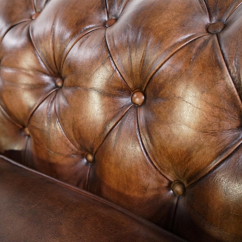 Fauteuil Chesterfield en cuir véritable - Edward