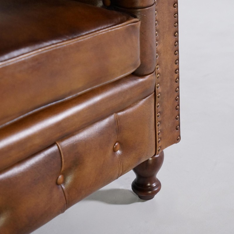 Fauteuil Chesterfield en cuir véritable - Edward