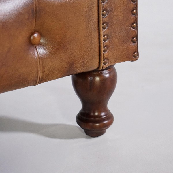 Fauteuil Chesterfield en cuir véritable - Edward