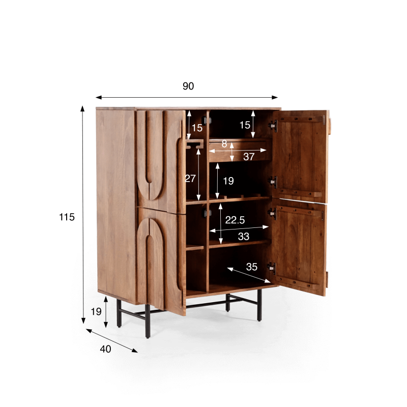 Meuble bar en bois massif - Flow