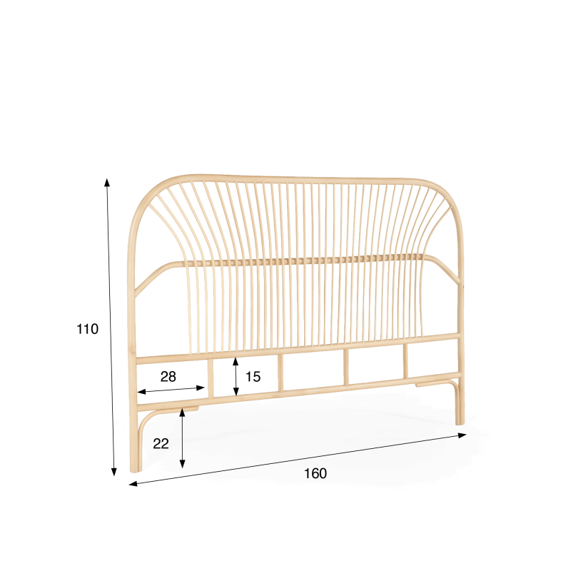 Tête de lit en rotin (osier) 160 cm - Paloma