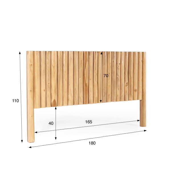 Tête de lit en bois massif de teck 180 cm - Naya