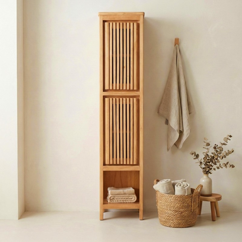 Colonne de salle de bain en bois massif - Rohini