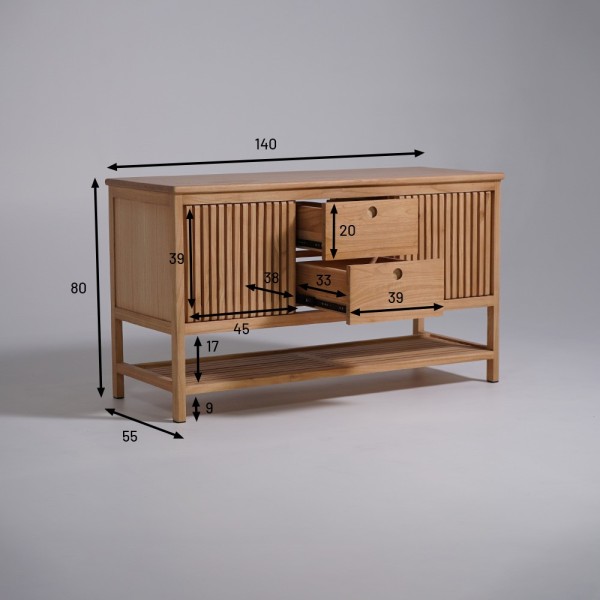 Meuble de salle de bain sous vasque en bois massif 140 cm - Rohini