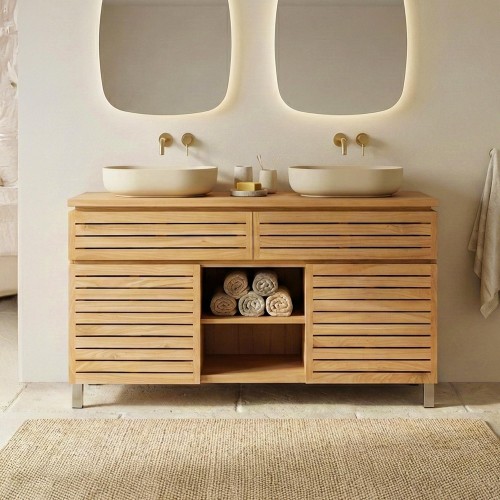 Meuble sous vasque en bois massif 140 cm - Reva