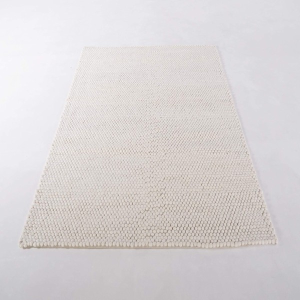 Tapis en laine et coton 140x200 cm, blanc - Tessa