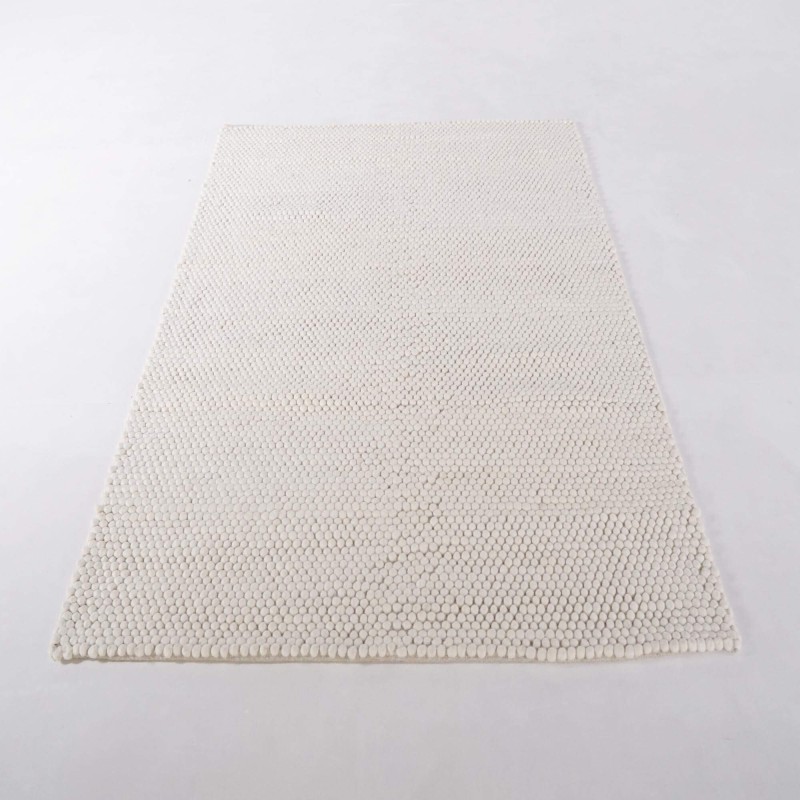 Tapis en laine et coton 140x200 cm, blanc - Tessa