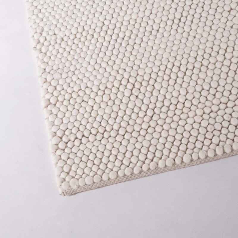 Tapis en laine et coton 140x200 cm, blanc - Tessa