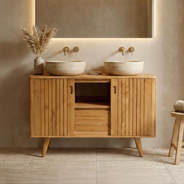 Meuble sous vasque en teck massif 120 cm - Neha