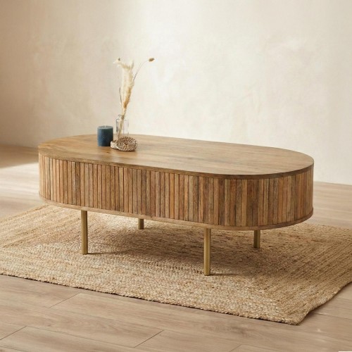 Table basse en bois massif avec pieds en laiton - Umami