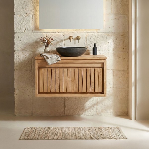 Meuble de salle de bain en bois naturel 80 cm - Neo