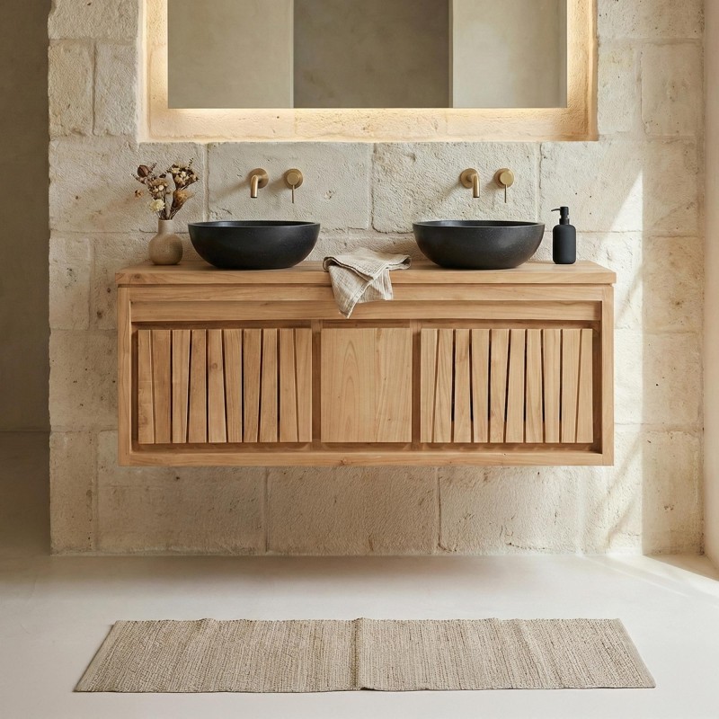 Meuble de salle de bain en bois naturel 120 cm - Neo