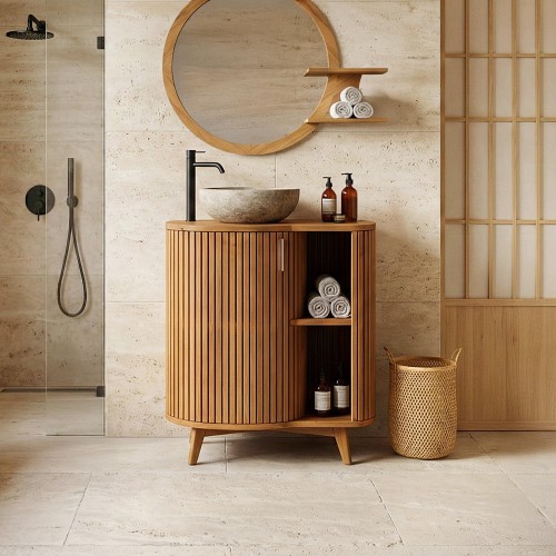 Meuble de salle de bain en teck massif - Leela