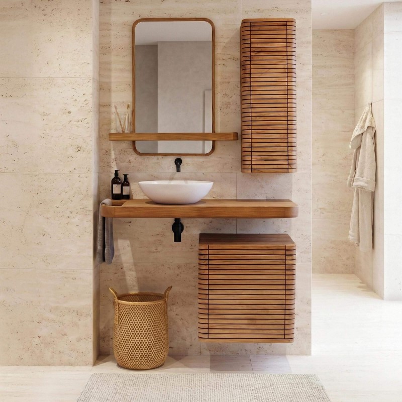 Meuble de rangement suspendu en teck - Lattis