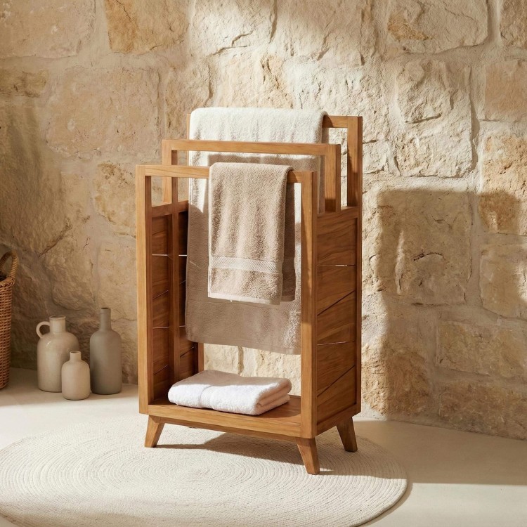 Porte serviettes en teck massif - Meera